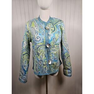 Patty Kim Paisley Quilted Reversible Cardigan Women's Size M NWT
